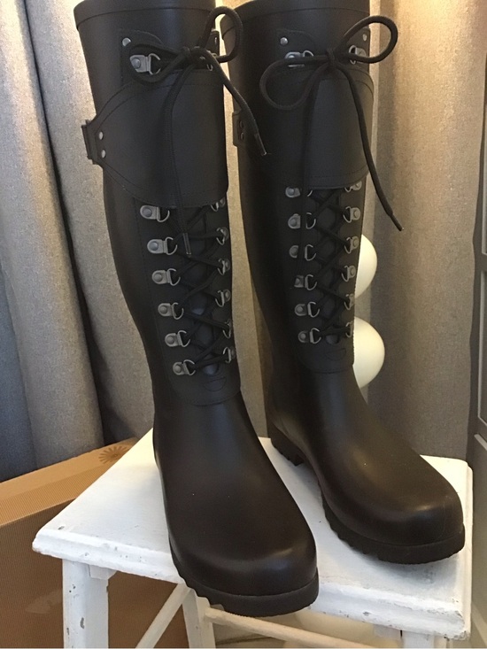 UGG Shoes - UGG Black Tall Lace-Up Waterproof Rain Boots